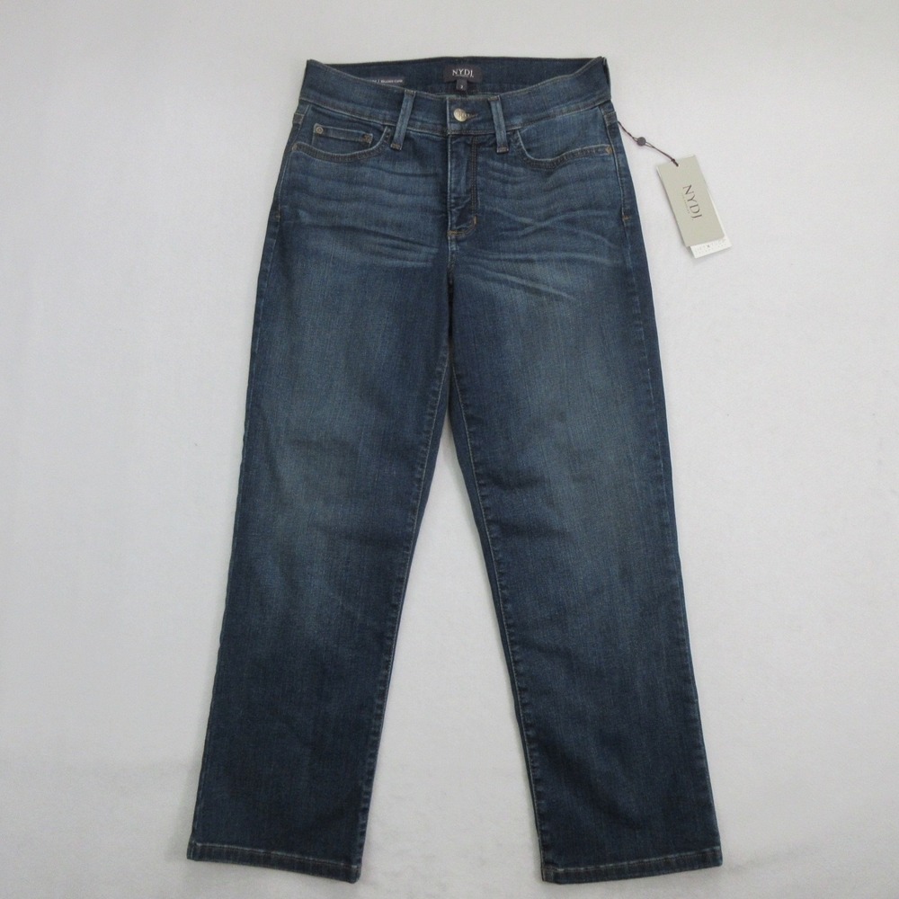 NYDJ Women Marilyn Relaxed Capri Jeans Size 2 Oakhill Blue Lift Tuck Stretch New